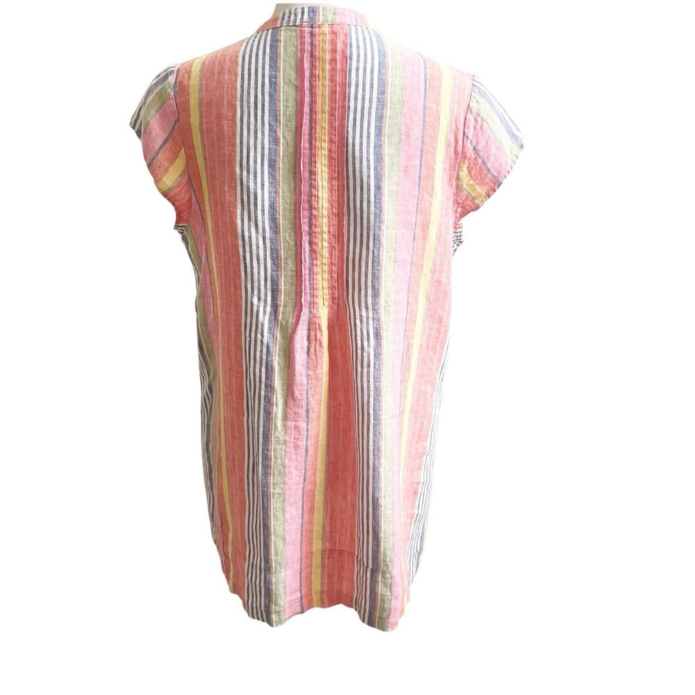 Sundays Striped Linen Sheath Dress Multicolor Size 2/Medium V-Neck Boho Beachy - Picture 2 of 16